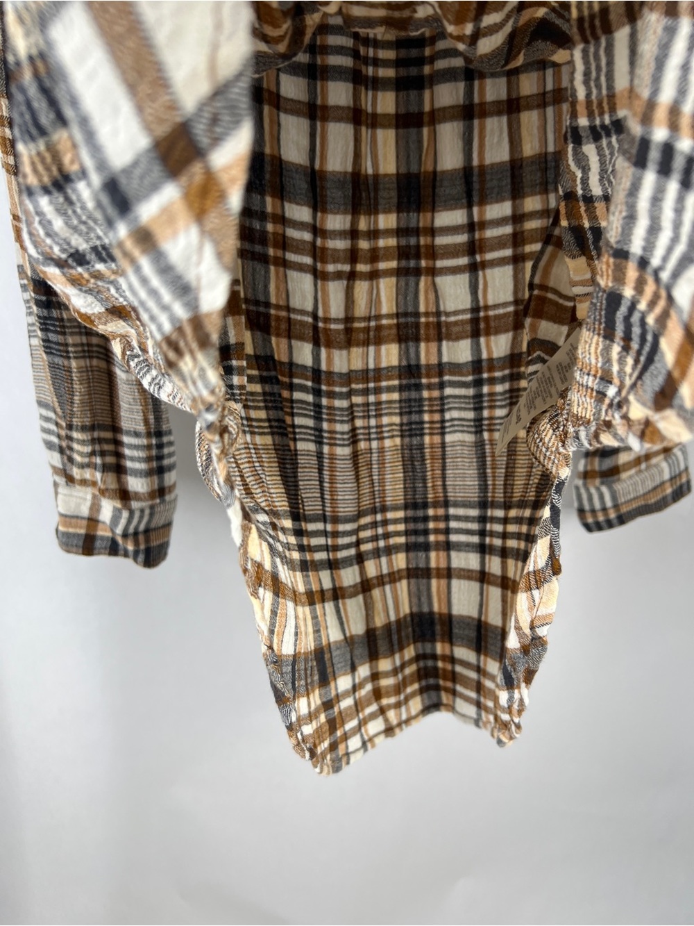 Pilcro Plaid Button-Up Shirt in Brown, Cream & Black - Picture 6 of 14